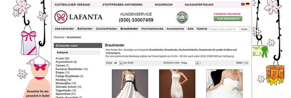 Übersicht Brautkleider des LAFANTA Onlineshop | www.lafanta.com
