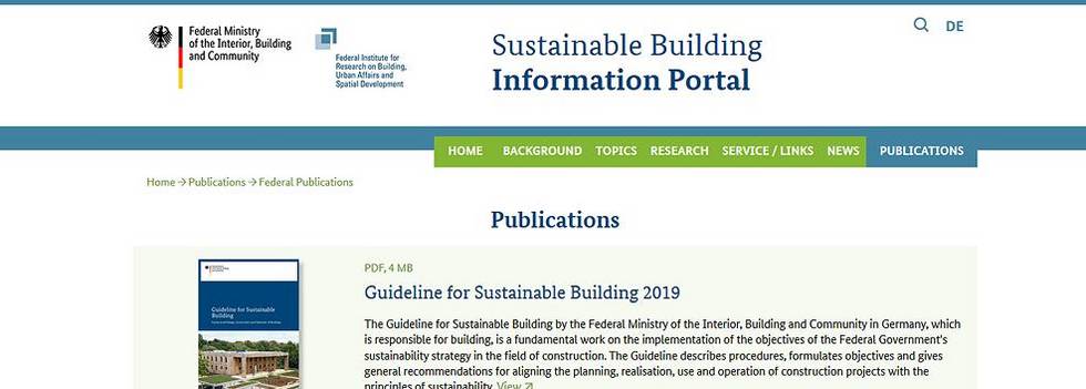 Inhalte auf Englisch - Informationsportal Nachhaltiges Bauen des Bundesinnenministeriums