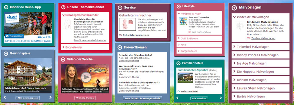 kinder.de - Module in der rechten Spalte